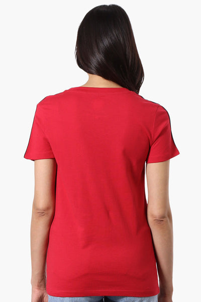 Canada Weather Gear 67 Print Stripe Detail Tee - Red - Womens Tees & Tank Tops - Fairweather