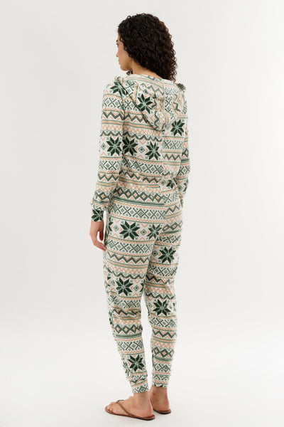 Canada Weather Gear Festive Print Fleece Onesie - White