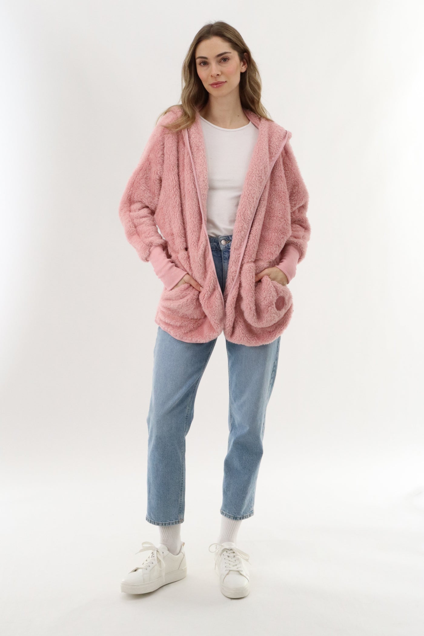 Canada Weather Gear Open Front Teddy Cardigan - Pink - Womens Cardigans - Fairweather