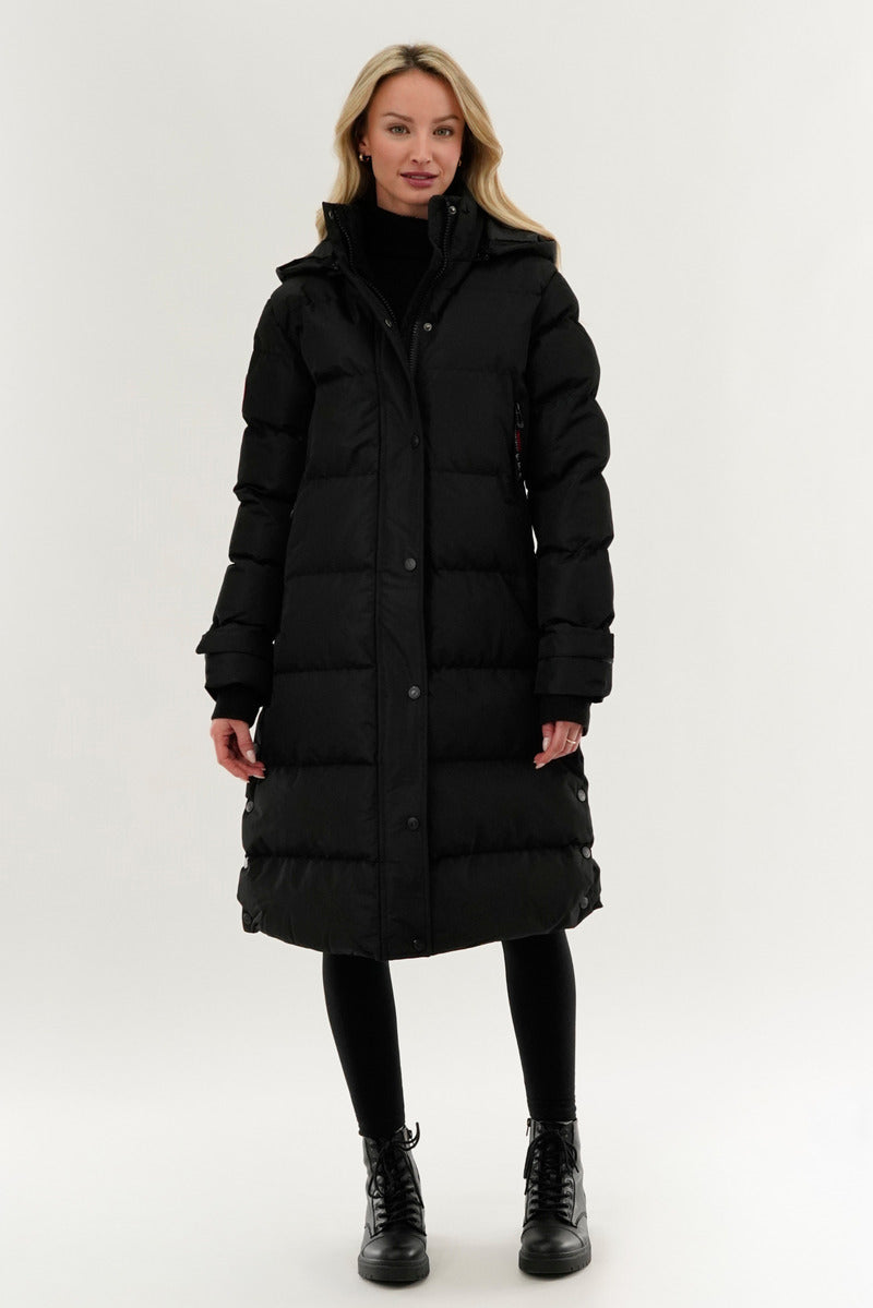 Canada Weather Gear Quilted Maxi Parka Jacket - Black - Womens Parka Jackets - Fairweather