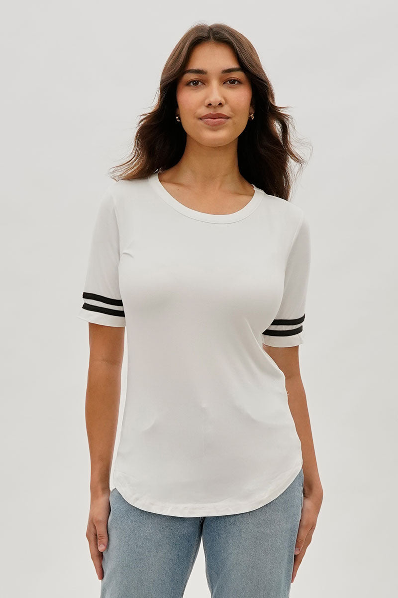 Stylexchange Vintage Striped Varsity Tee - White - Womens Tees & Tank Tops - Fairweather