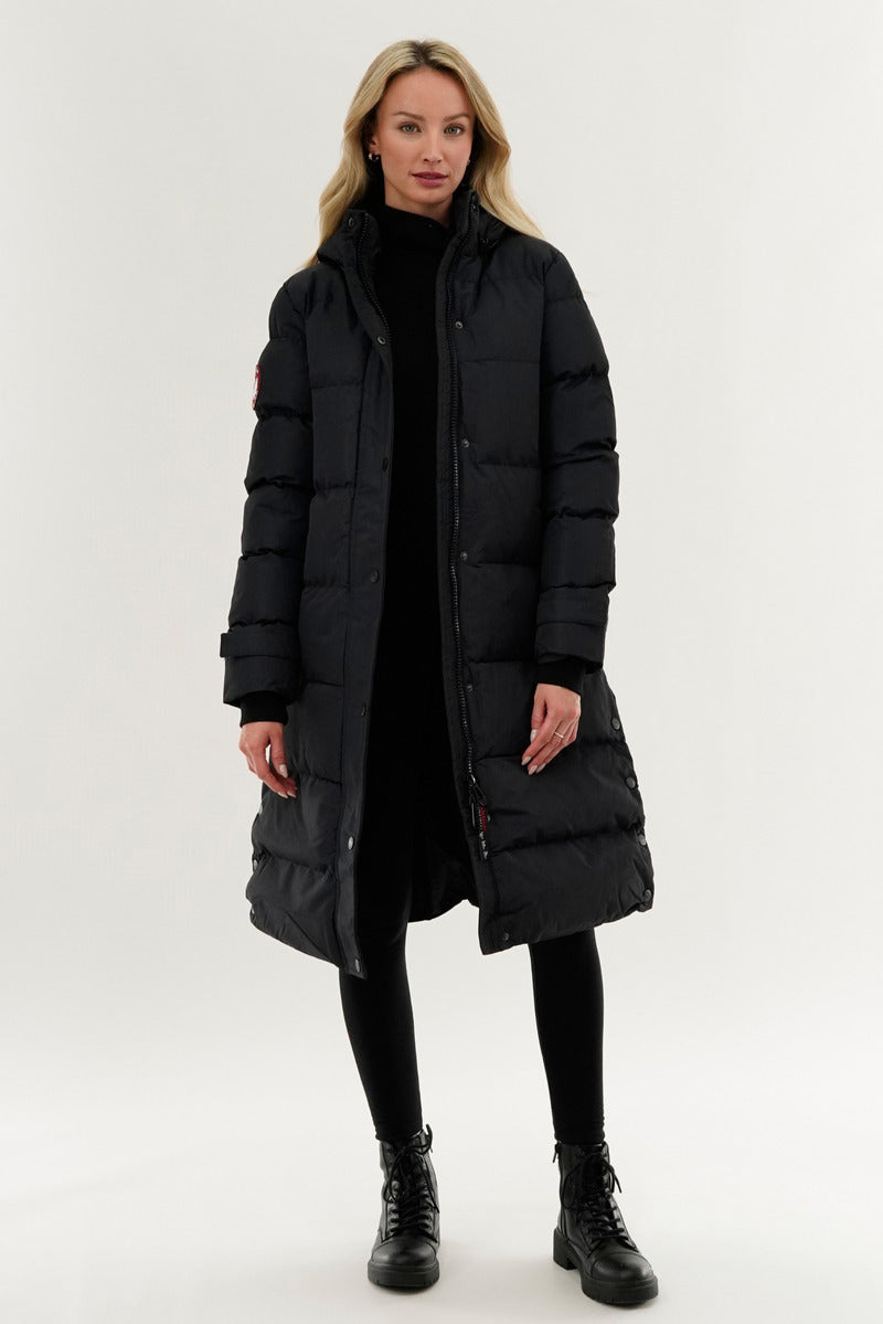 Canada Weather Gear Quilted Maxi Parka Jacket - Navy - Womens Parka Jackets - Fairweather