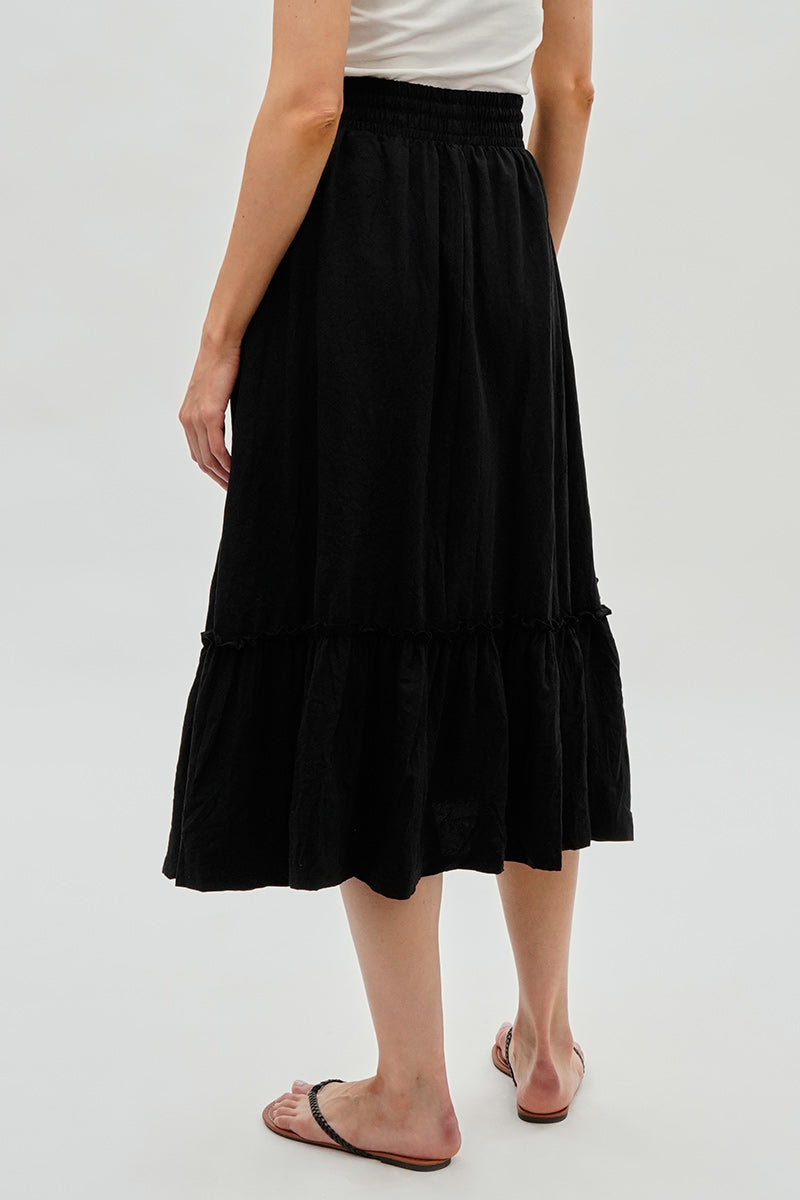 Runaway Bay Tiered Cinched Skirt - Black - Womens Skirts - Fairweather