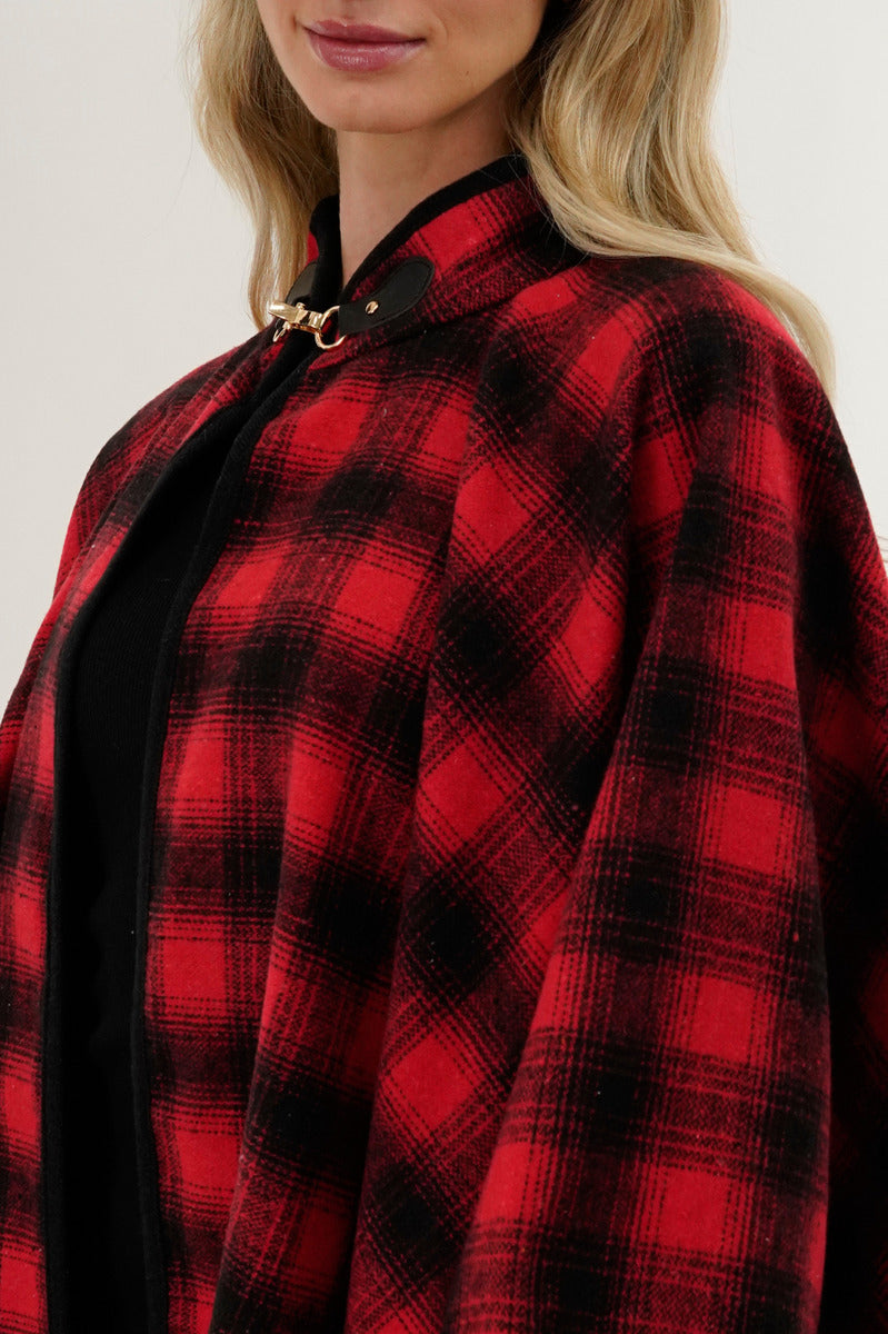 Canada Weather Gear Tartan Plaid Poncho - Red - Womens Ponchos - Fairweather