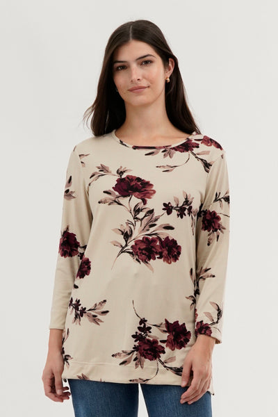 International INC Company Floral 3/4 Sleeve Blouse - Cream - Womens Shirts & Blouses - Fairweather