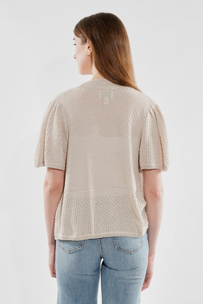 Beechers Brook Short Sleeve Open Shrug Cardigan - Beige