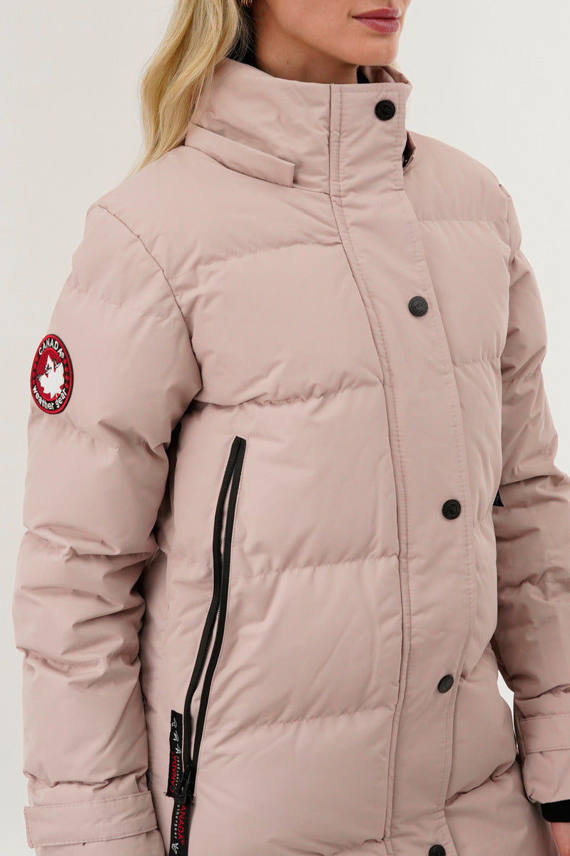 Canada Weather Gear Quilted Maxi Parka Jacket - Pink - Womens Parka Jackets - Fairweather