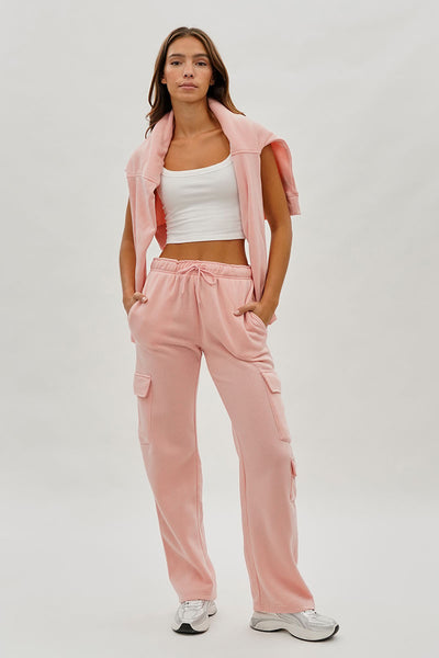 Fahrenheit Drawstring Cargo Pocket Sweatpants - Pink - Womens Joggers & Sweatpants - Fairweather