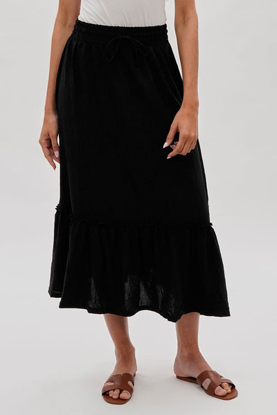 Stylexchange Vintage Tiered Cinched Skirt - Black - Womens Skirts - Fairweather