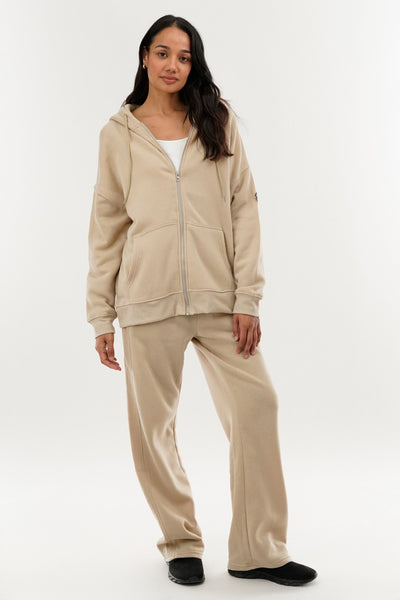 Fahrenheit Zip Up Drop Shoulder Hoodie - Cream - Womens Hoodies & Sweatshirts - Fairweather