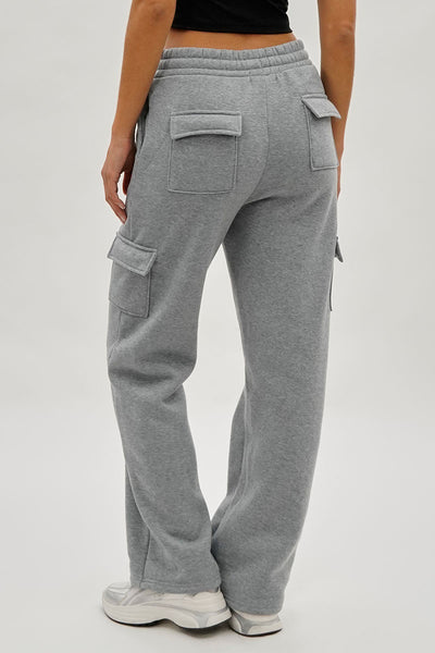 Fahrenheit Wide Leg Cargo Sweatpants - Grey