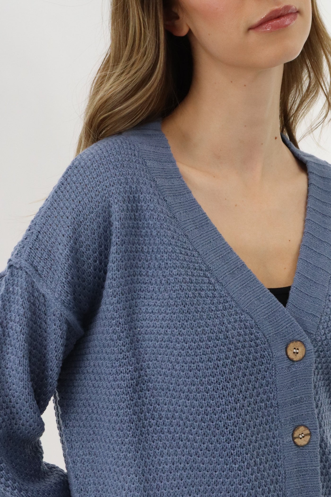 Runaway Bay V-Neck Knit Cardigan - Blue - Womens Cardigans - Fairweather