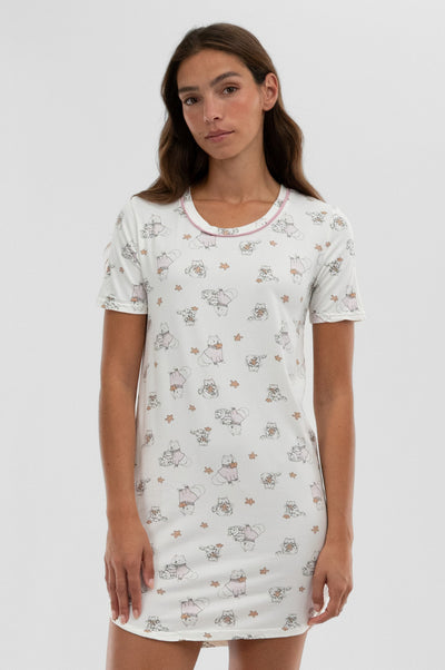 Canada Weather Gear Dog Print Tunic Pajama Top - White - Womens Pajamas - Fairweather