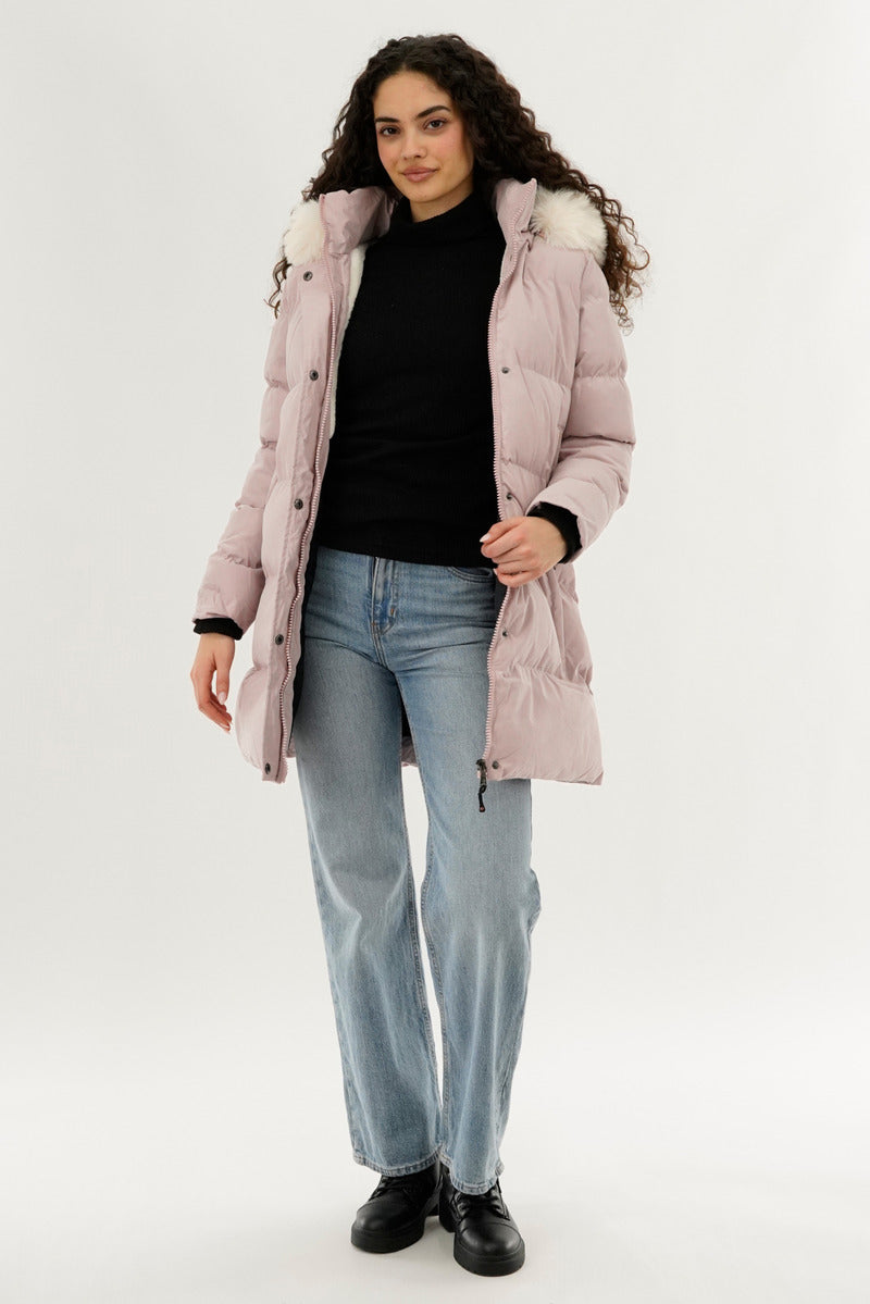 Canada Weather Gear Hip Length Parka Jacket - Pink - Womens Parka Jackets - Fairweather