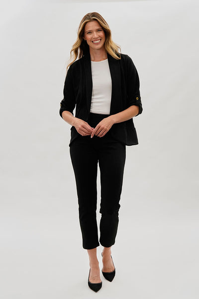 Majora Open Roll Up Sleeve Blazer - Black - Womens Blazers - Fairweather