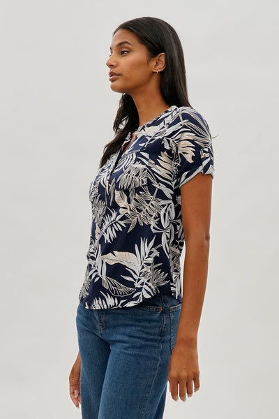 International INC Company Floral Short Sleeve Blouse - Navy - Womens Shirts & Blouses - Fairweather