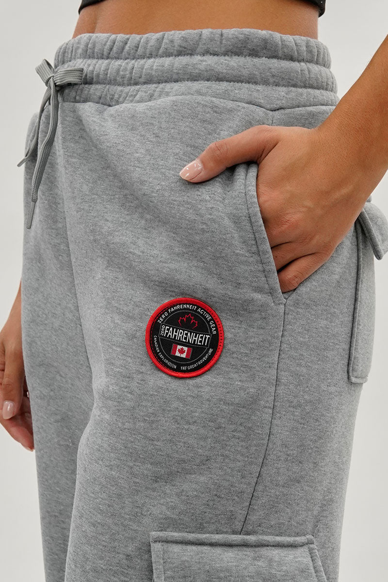 Fahrenheit Wide Leg Cargo Sweatpants - Grey