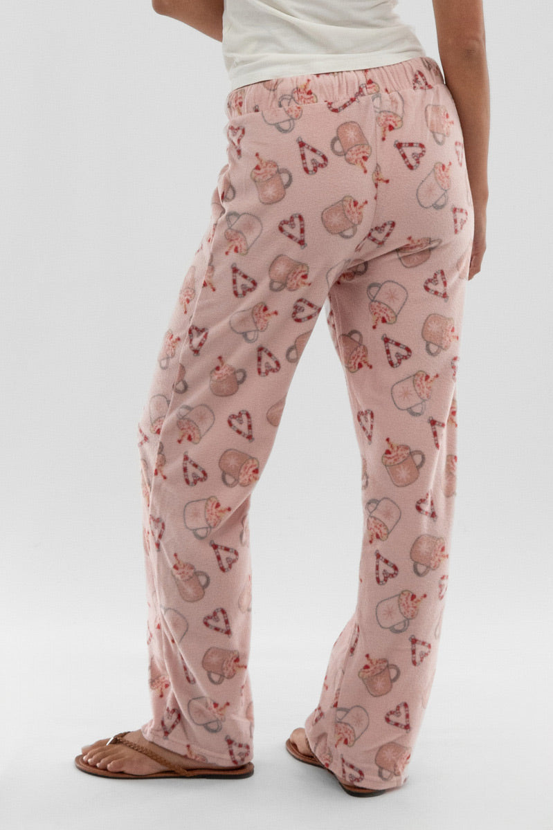 Canada Weather Gear Festive Print Wide Leg Pajama Pants - Pink - Womens Pajamas - Fairweather