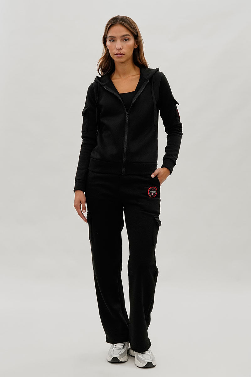 Sweat à capuche zippé Fahrenheit avec poche utilitaire - Noir