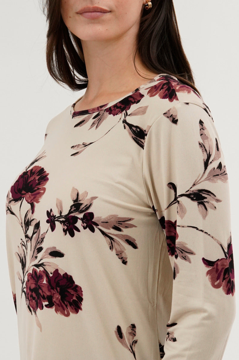 International INC Company Floral 3/4 Sleeve Blouse - Cream - Womens Shirts & Blouses - Fairweather