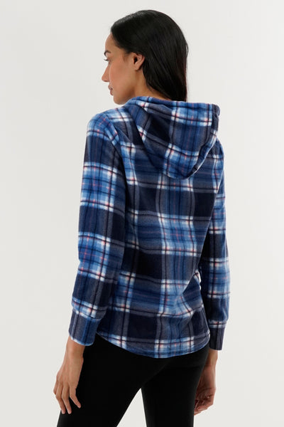 Canada Weather Gear Plaid Hooded Pajama Top - Navy - Womens Pajamas - Fairweather