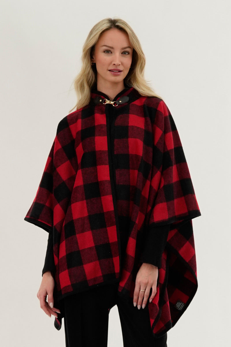 Canada Weather Gear Plaid Poncho - Red - Womens Ponchos - Fairweather