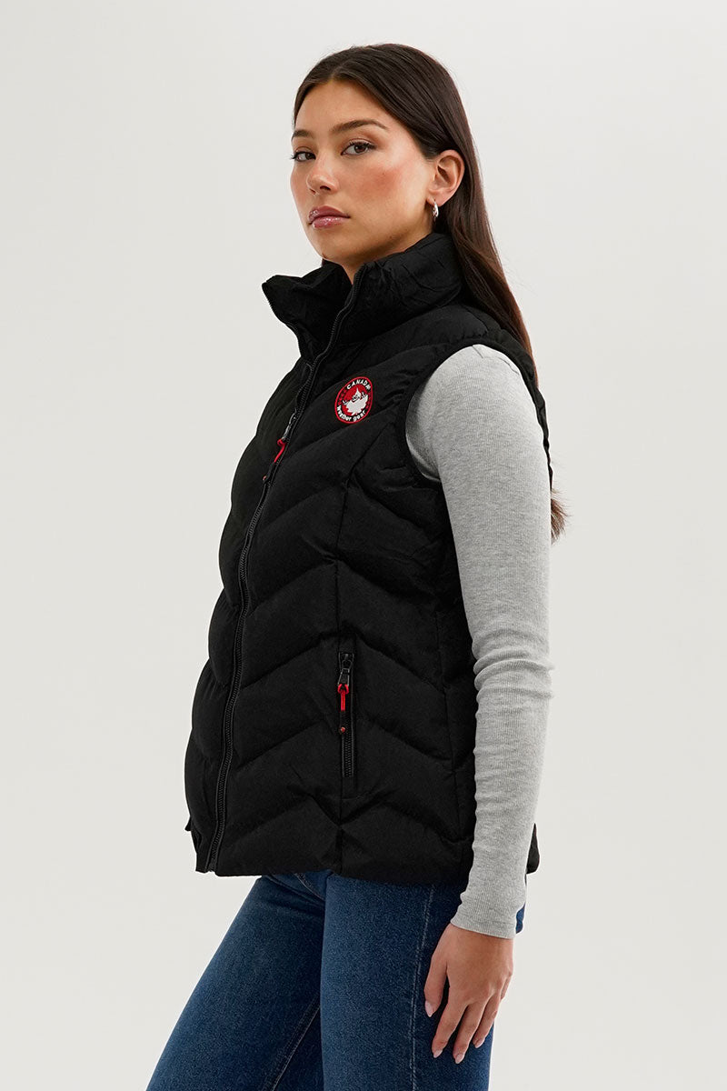 Canada Weather Gear Chevron Bubble Vest - Black - Womens Vests - Fairweather