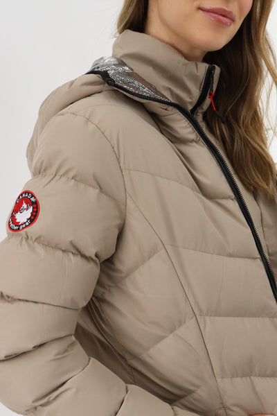 Canada Weather Gear Quilted Puffer Double Zip Bomber Jacket - Beige - Womens Bomber Jackets - Fairweather