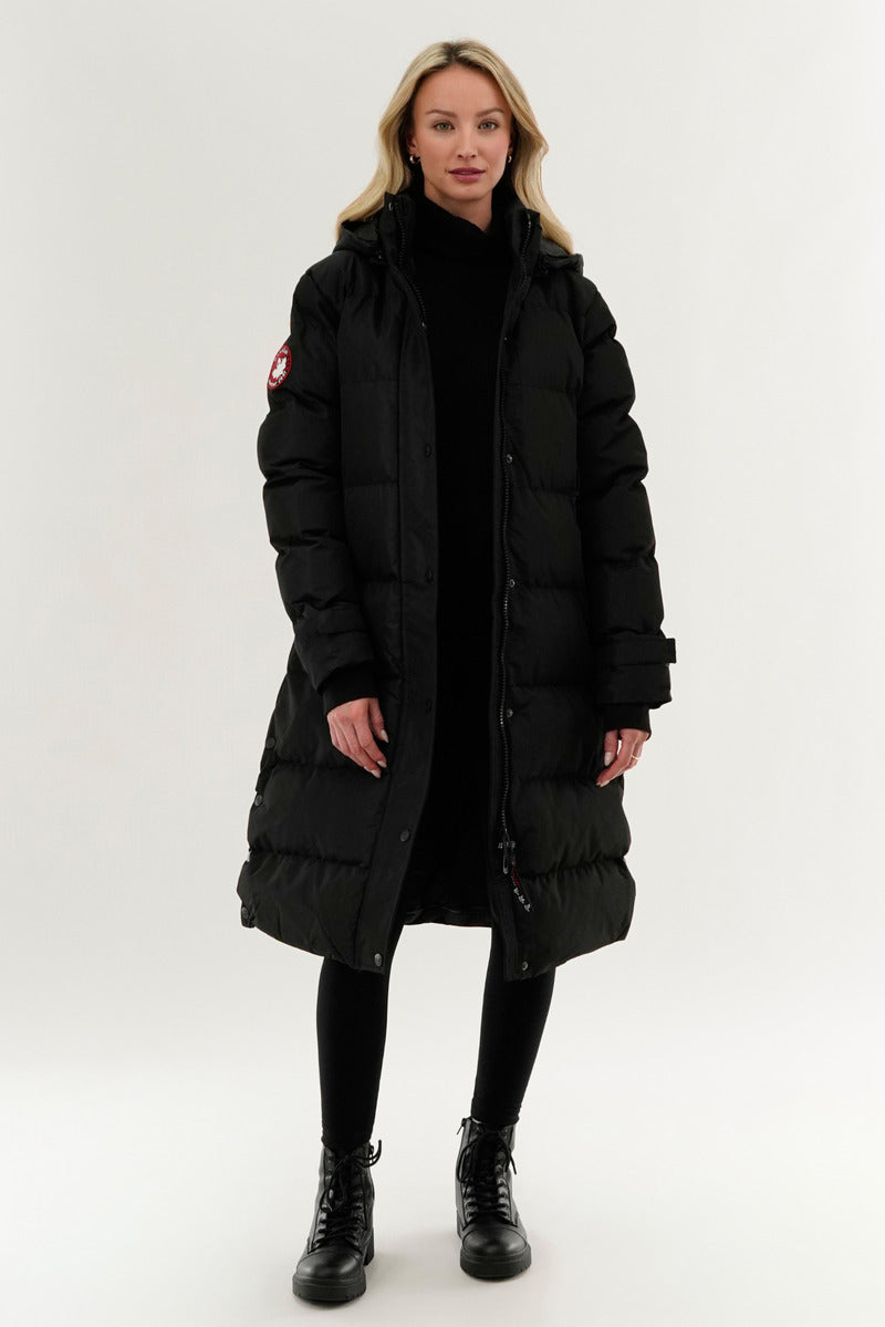 Canada Weather Gear Quilted Maxi Parka Jacket - Black - Womens Parka Jackets - Fairweather
