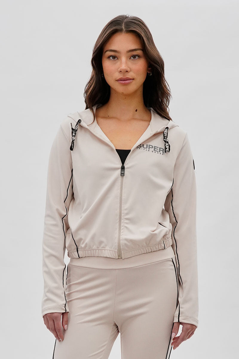 Super Triple Goose Cropped Active Hoodie - Beige - Womens Hoodies & Sweatshirts - Fairweather