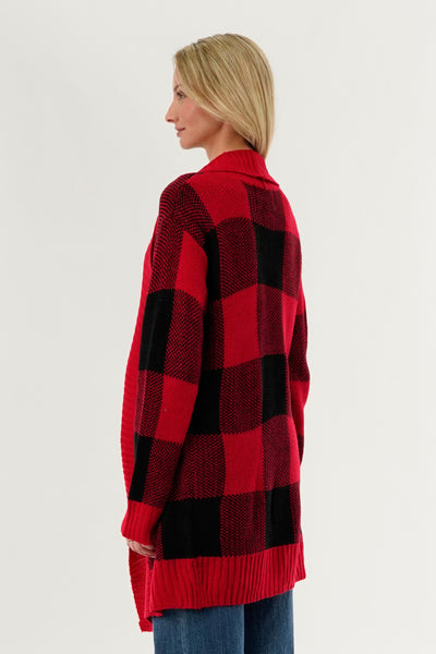 Canada Weather Gear Plaid Fold Over Wrap Cardigan - Red - Womens Cardigans - Fairweather