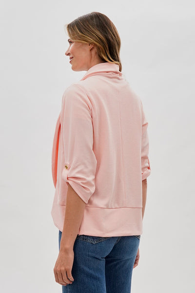 Majora Open Roll Up Sleeve Blazer - Pink - Womens Blazers - Fairweather