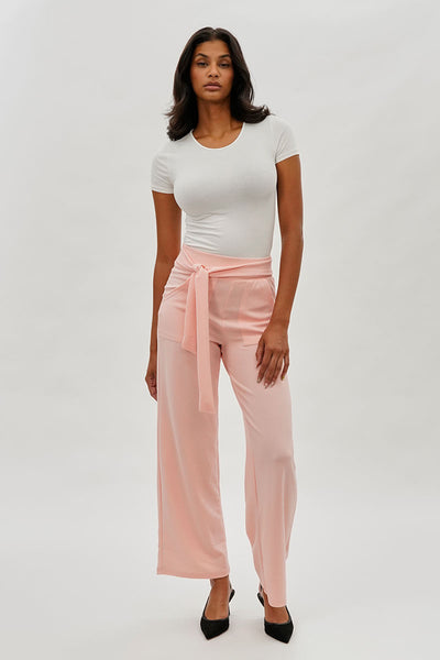 Majora Belted Wide Leg Pants - Pink - Womens Pants - Fairweather