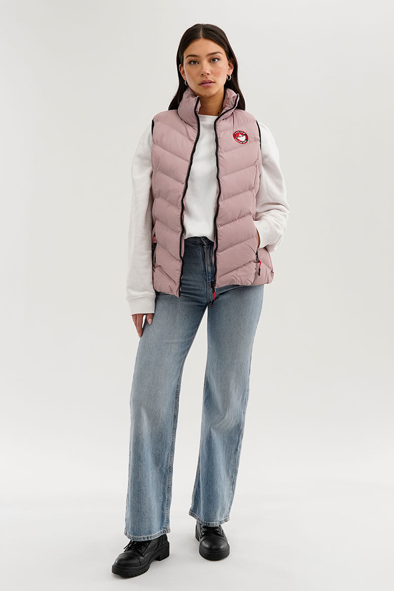 Canada Weather Gear Chevron Bubble Vest - Pink - Womens Vests - Fairweather