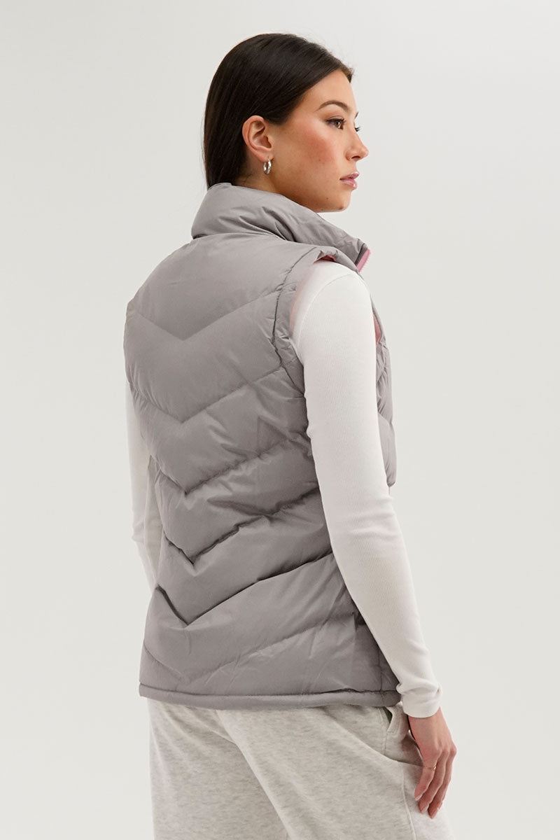 Canada Weather Gear Chevron Puffer Vest - Grey - Womens Vests - Fairweather
