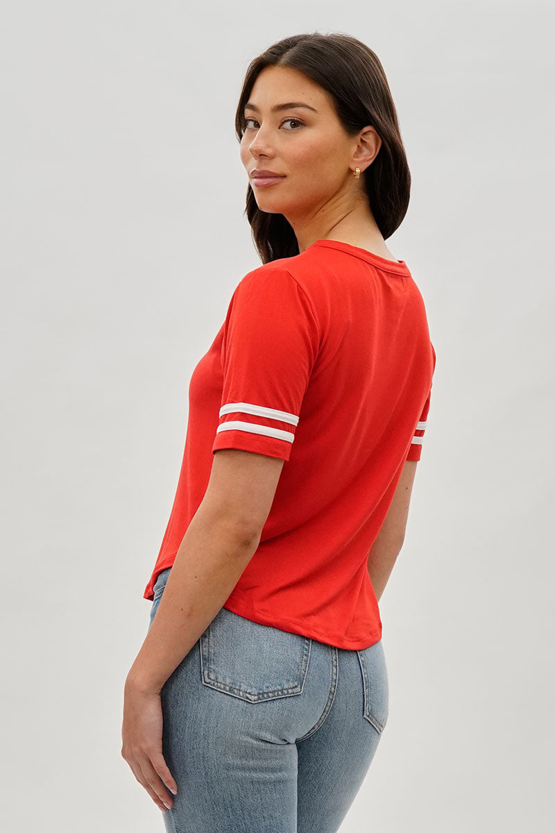 Stylexchange Vintage Striped Varsity Tee - Red - Womens Tees & Tank Tops - Fairweather