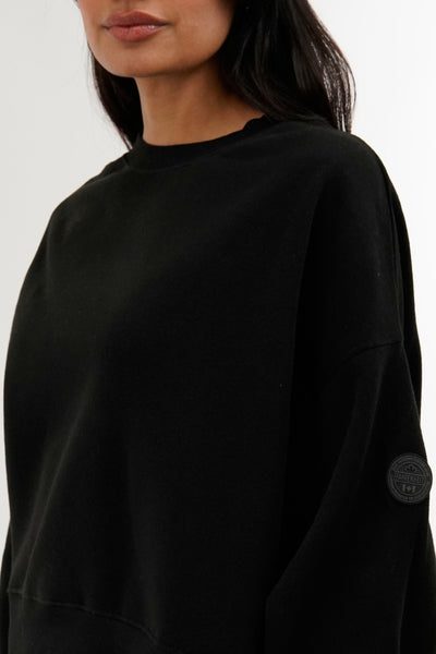 Fahrenheit Drop Shoulder Crewneck Sweatshirt - Black - Womens Hoodies & Sweatshirts - Fairweather