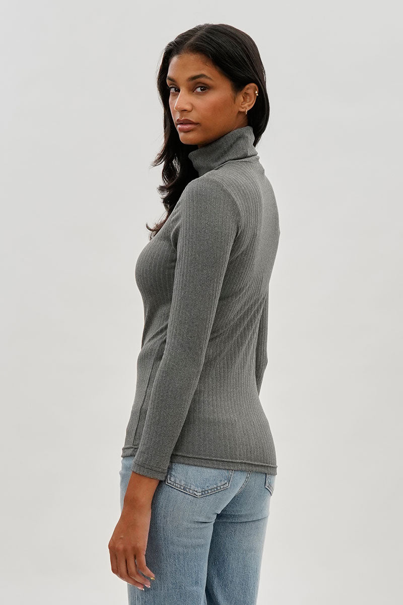 Majora Long Sleeve Turtleneck Pullover Sweater - Grey - Womens Tees & Tank Tops - Fairweather