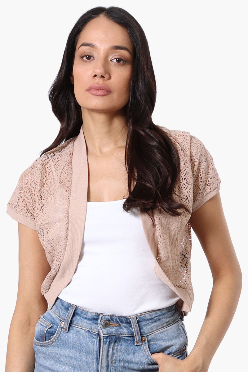 Impress Open Lace Shrug Cardigan - Beige - Womens Cardigans - Fairweather