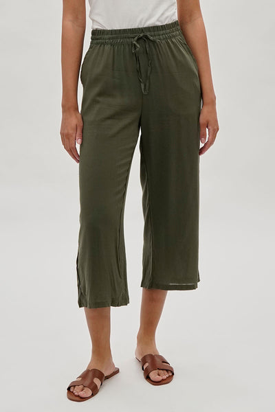International INC Company Cropped Tie Waist Pants - Olive - Womens Pants - Fairweather
