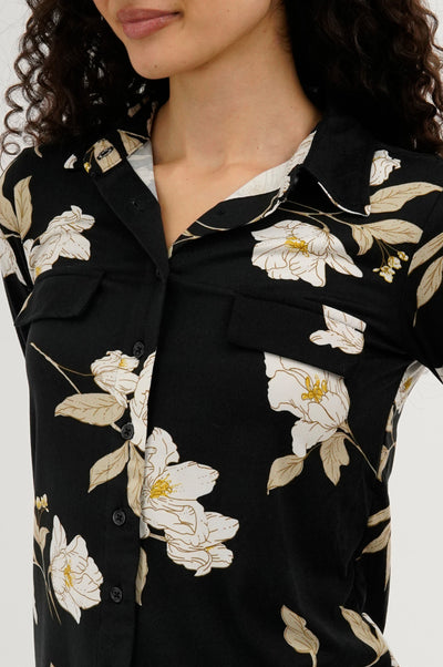 Majora Floral Button Up Blouse - Black - Womens Shirts & Blouses - Fairweather