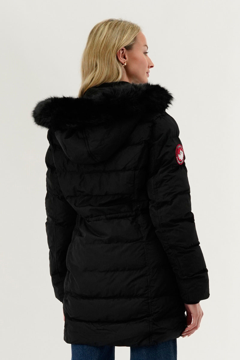 Canada Weather Gear Tie Waist Puffer Parka Jacket - Black - Womens Parka Jackets - Fairweather
