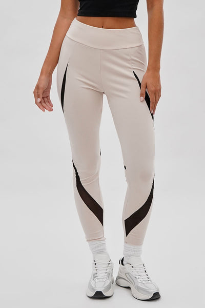 Super Triple Goose High Waisted Leggings - Beige - Womens Leggings - Fairweather