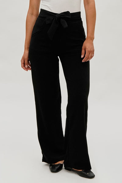 Majora Belted Wide Leg Pants - Black - Womens Pants - Fairweather