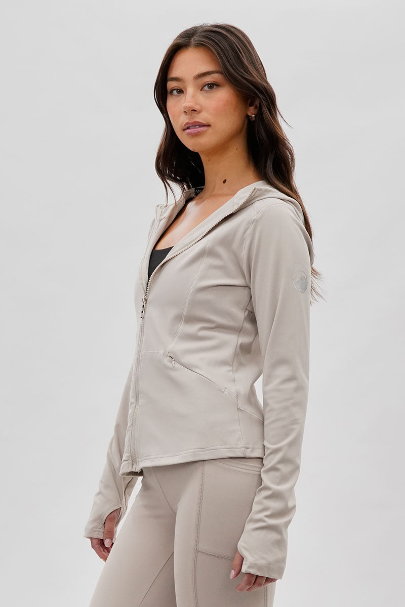 Canada Weather Gear Hooded Yoga Lightweight Jacket - Beige - Womens Lightweight Jackets - Fairweather