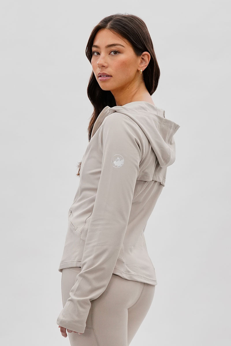 Canada Weather Gear Hooded Yoga Lightweight Jacket - Beige - Womens Lightweight Jackets - Fairweather