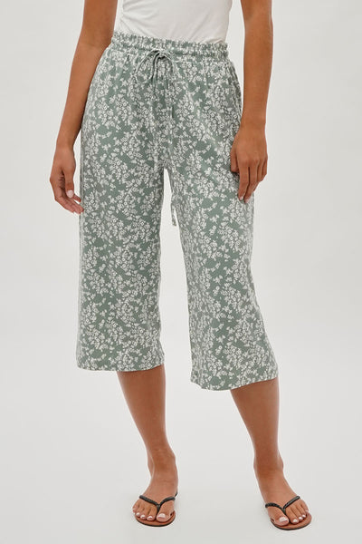 International INC Company Floral Tie Waist Capris - Mint - Womens Shorts & Capris - Fairweather