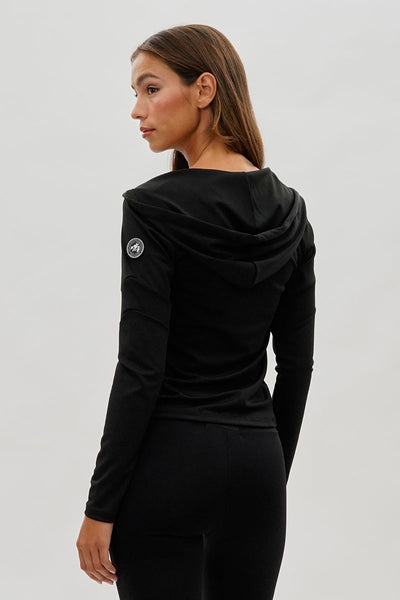 Super Triple Goose Zip Up Mesh Detail Hoodie - Black - Womens Hoodies & Sweatshirts - Fairweather
