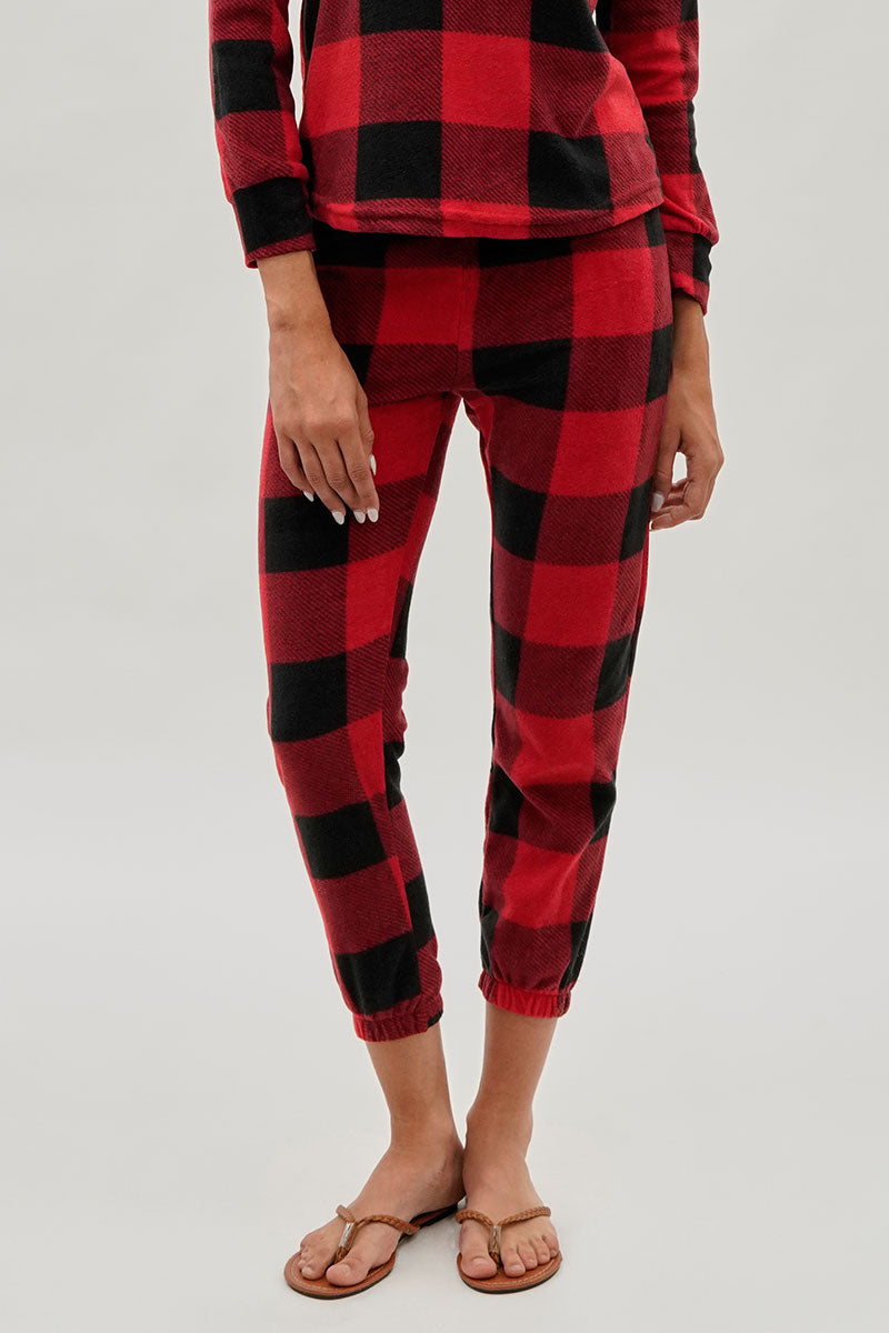 Canada Weather Gear Plaid Jogger Pajama Pants - Red - Womens Pajamas - Fairweather