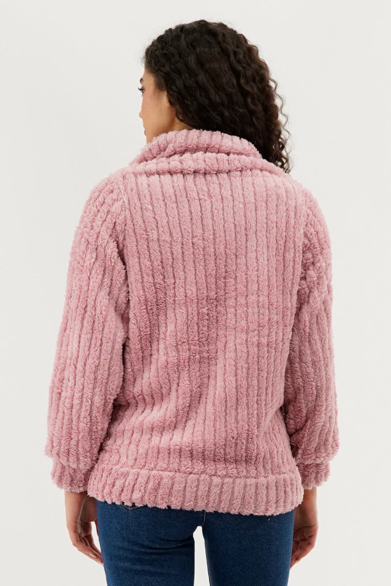 Veste légère zippée en peluche Fahrenheit - Rose